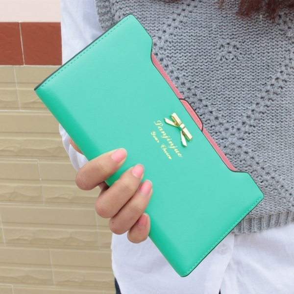 Fashion Wallet Women Lady Long Wallets Purse Female Candy Color Bow ...