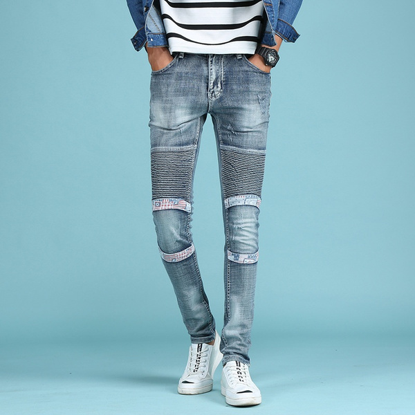 biker jeans men grey