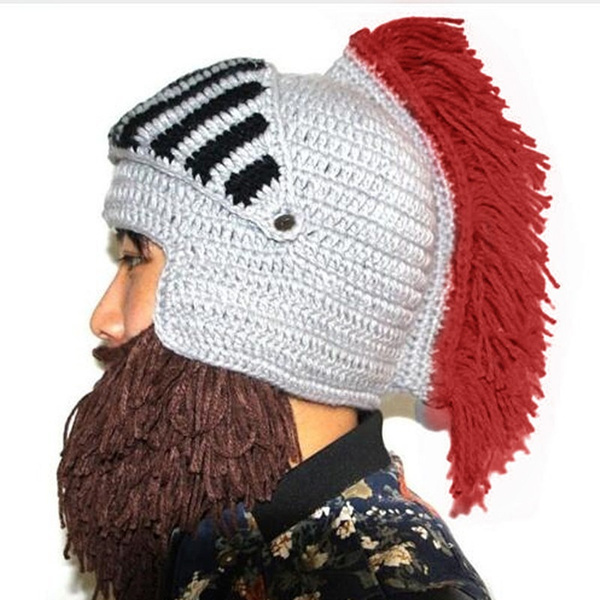 Tassel Cosplay Roman Knight Knit Helmet 