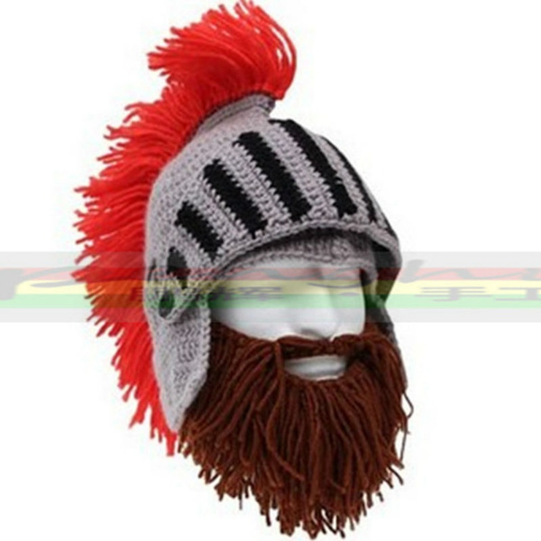 Beanie Snow Ski Acrylic Face Mask Hat Cap Knight Roman Gladiator Beard Mustache 