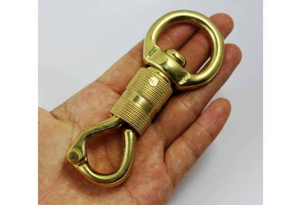 Solid Brass Heavy Duty Swivel Hook Swivel Eye Snap Hook Horse Gear- Key  Chains, Purse Strap （Apx.170g,Total Length: 4.2 Inch)