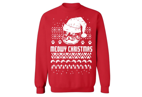 Chat Noel Sweatshirts Chats Pull De Noel Laid Pull Sweat Cadeaux Chandails Wish