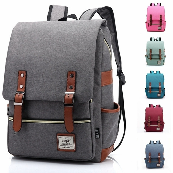 Women Men Backpack Vintage Leather Handbag Rucksack Shoulder School Travel Bags