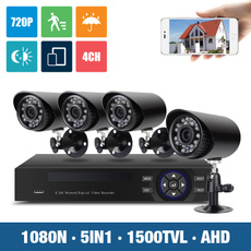 720P HD Home Security Camera System, H.View 4CH Video Surveillance DVR Kit, 1.0MP 1500TVL Outdoor CCTV Camera Support Smartphone Remote View