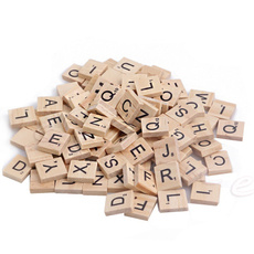 100Pcs Wooden Alphabet Scrabble Tiles Black Letters & Numbers For Crafts Wood