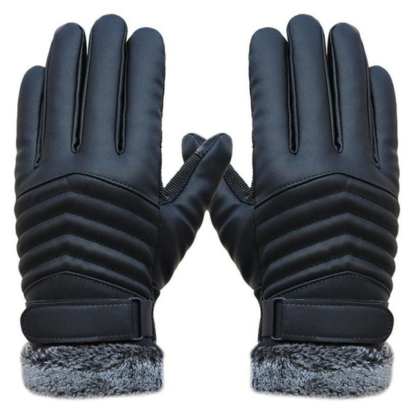 Liveinu Mens Genuine Leather Winter Gloves with Coral Velvet