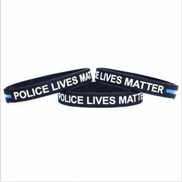 SayitBands Thin Blue Line Silicone Wristbands - "No One Fights Alone" Police Bracelet Lot