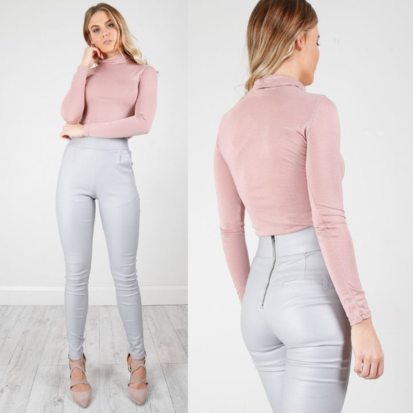 Sexy Womens Rear Zip Lady Skinny Faux 