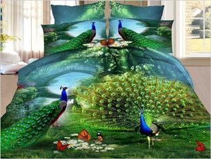 peacock, queensizebeddingset, Home & Living, 3dtextile
