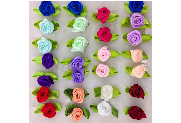 Applique mini Rose ruban satin Scrapbooking Couture Embellissements lot 10pcs