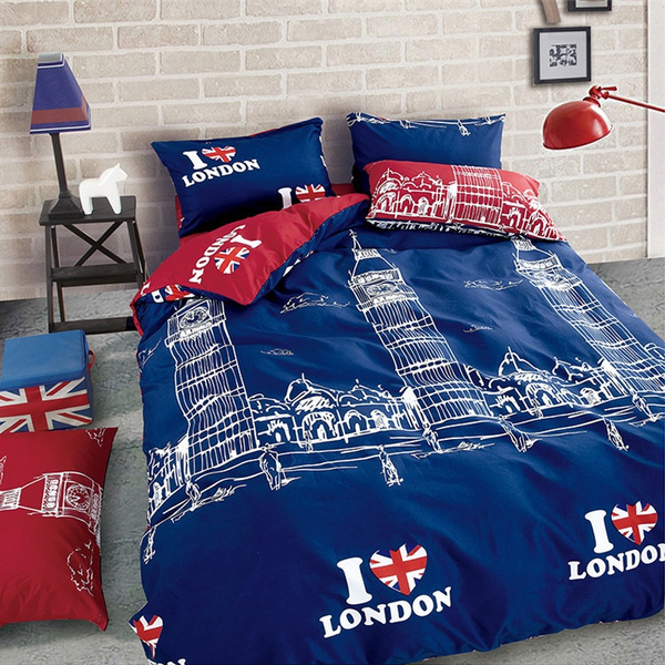 I Love London City Style Bedding Set 4pcs Duvet Covers Comforter Bed Linen Sets Queen Size Home Bedding Decor Wish