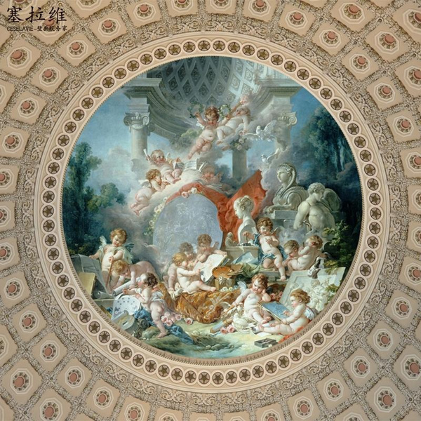 Ceiling wall painting wallpaper Greek mythology little angel oil painting European style hotel guest house wallpaper | Wish Ceiling wall painting wallpaper Greek mythology little angel oil painting European style hotel guest house wallpaper | Wish