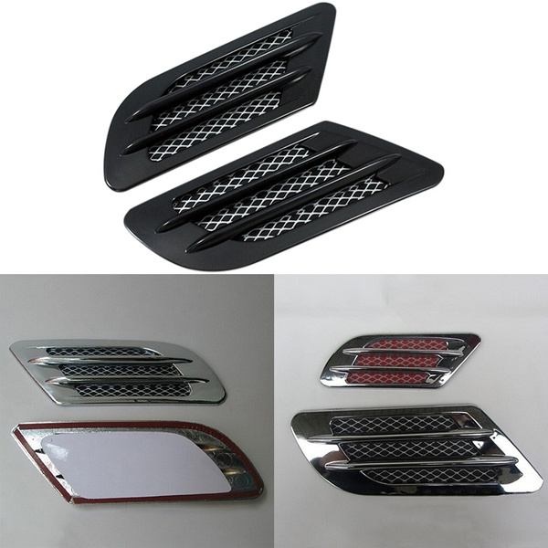 Car Side Air Flow Vent Hole Cover Fender Intake Grille Duct Decor Sticker Black