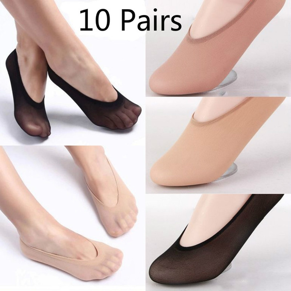 10 Pairs Ladies Women Invisible Footsies Shoe Liner Trainer Ballerina Boat  Socks