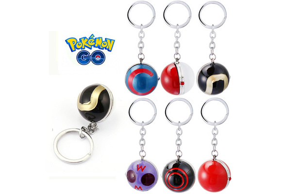 6 Styles Pokemon Go Keychain 3D Poke Ball Pocket Key Rings Holder