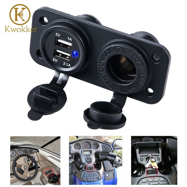 12V/24V Dual USB Car Charger Socket Splitter 5V 2.1A 1A Charger USB