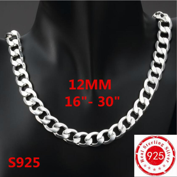 925 Solid Silver Curb Chain Necklace 