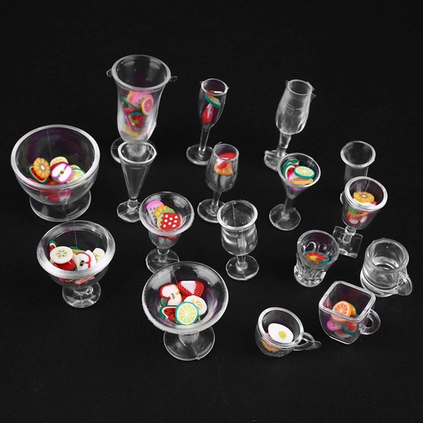 Plastic DIY Toy Goblets Tableware Dollhouse Mini Dish Cups Decor 