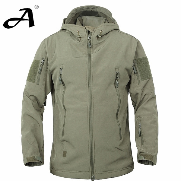 Mens Military Thermal Fleece Tactical Jacket Outdoors Softshell Hooded  Coats Gym