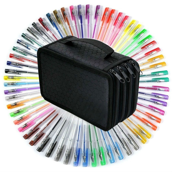 Gel Pens With Pen Case, 60 Gel Pens and 72 slots Pen Bag,for