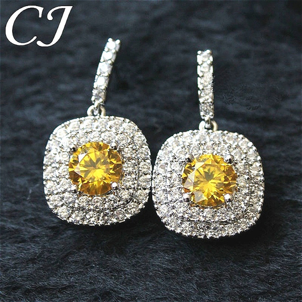 Sparkling Round & Square Drop Earrings