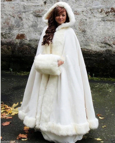 Bridal Winter Wedding Dress Hooded Cloak Cape Faux Fur Bridal Mantles Wraps