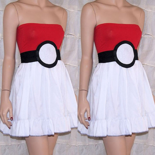 Halloween Poke Ball Pokeball Dress Adult Womens Costume NEW Pokemon Go Cosplay