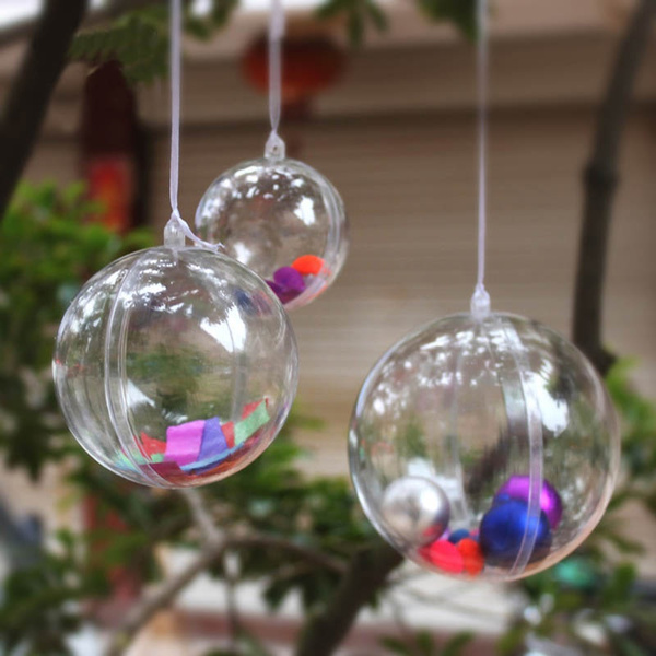 Transparent Ball Christmas Baubles Clear Fillable Xmas Tree Decoration Ornaments 