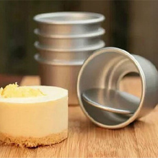 Stylish 4Pcs Round Mini Cake Pan Removable Bottom Pudding Mold DIY Baking Tools