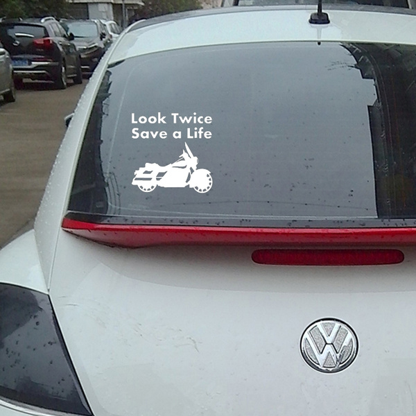 LOOK TWICE SAVE A LIFE MOTORCYCLE VINYL DECAL STICKER WINDOW CAR TRUCK BUMPER 