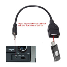 3.5mm Male AUX Audio To USB Type A Female Car Converter Adapter Cable Cord Lead