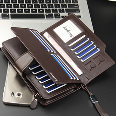 Hot Sale Men Faux Leather Long Wallet Zipper Credit Cards Phone Storage Purse Handbag