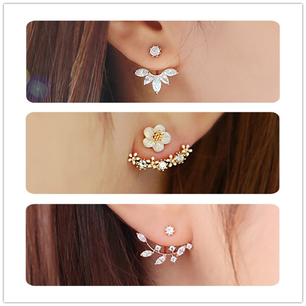 6 Style 2 Colors Gold/Silver Women Fashion Double Side Crystal Flower  Shaped Earrings Hypoallergenic Ear Stud Earrings | Wish | Ear jewelry,  Diamond earrings studs, Ear stud earrings