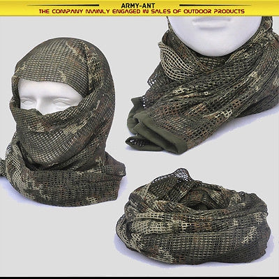Russian Woodland Camo Sniper Veil Tactical Mesh Scarf Wrap Face Cover Mask 