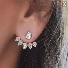 Luxury Rhinestone Water Drop Simple Earrings For Women Gold Silver Stud Earrings Women Fashion Double Sided Earrings Jewelry