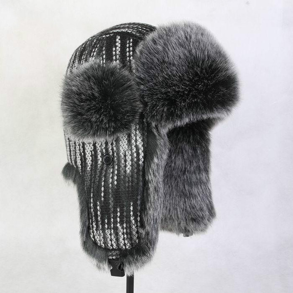 Men Winter Trapper Hat Cap Fur Ski Russian Ushanka Beanie Vintage Warm Wish - russian fur hat roblox