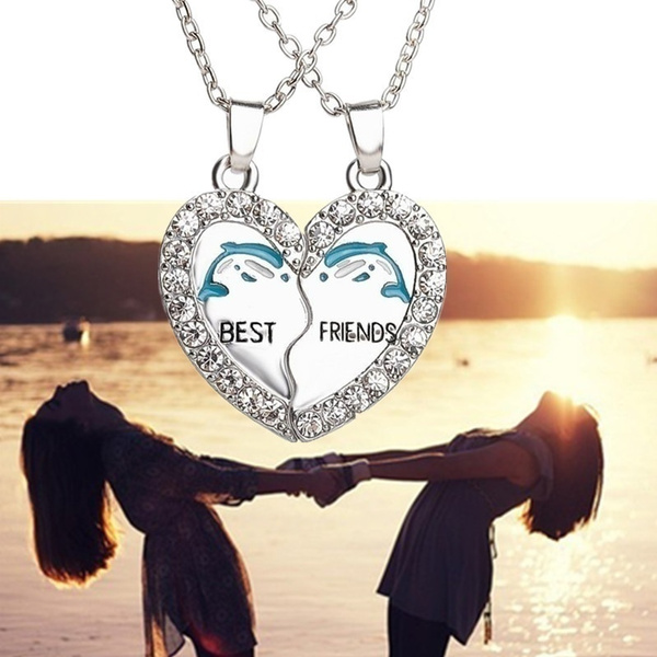 3pcs/set Best Friends Dolphin Necklace Split Heart Puzzle Pendant Girls  Accessory Gift | Fruugo BH