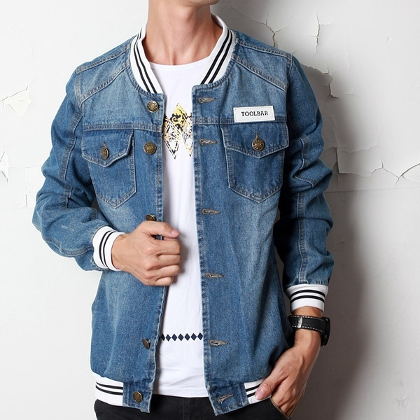 new European American Style fashion mens Badge denim jacket famous brand  luxury loose men Outerwear & Coats blue denim jacket - OnshopDeals.Com