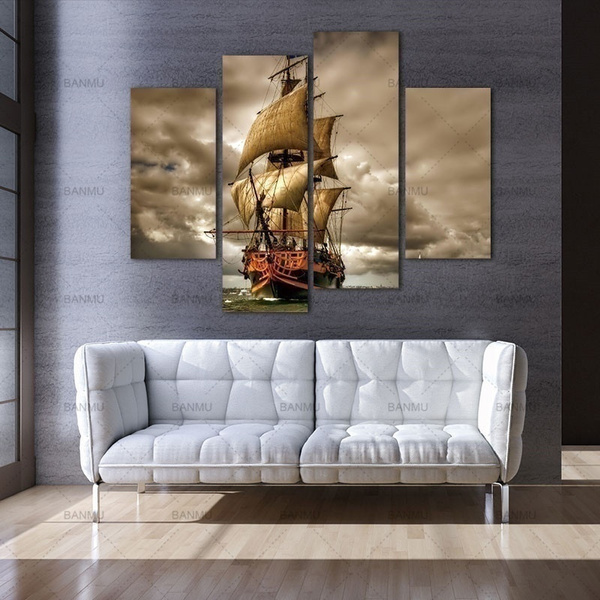 Canvas Painting Prints Ship Sailing On The Sea Wall Art Picture Wall Decorations For Living Room Bedroom Office Home Decor No Frame Wish