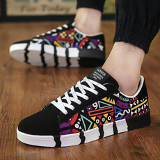 New Stylish Awesome Spring Summer Autumn Black White Ethnic Canvas Shoes Flats Casual Sneakers Shoes Lace up Low Top