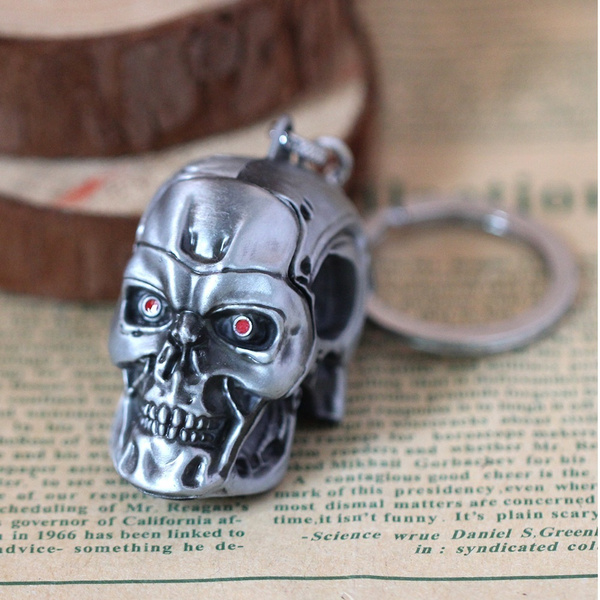 Movie Peripheral The Terminator Skull Heads Metal Keychain Key Ring Pendant Gift 