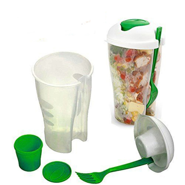 Fresh Salad Container Serving Cup Shaker with Dressing Container