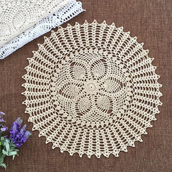 45cm Round Pineapple Floral Crochet Pattern Wedding Centerpieces Vintage Style Crochet Doilies Chic Pattern Table Mats Decor Your Home Wish