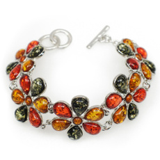 Beautiful, amber, bangle bracelets, Flowers