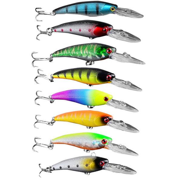 8Pcs Plastic Minnow Fishing Lures Bass CrankBait Tackle 9cm/3.5inch/8.3g  I33668