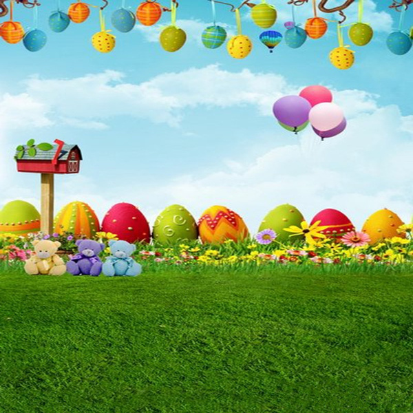 5×7Ft Cute Fresh Grass Photo Background Studio Backdrops Easter Egg Air  Balloon Cartoon Baby Kids Photography Props | Wish