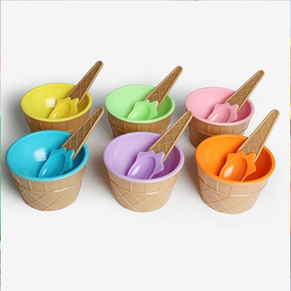 Cream Scoops Ice Cream Cup Ice Cream Bowls Dessert Container Holder With Spoon 
