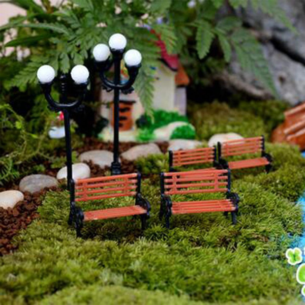 Park Sitzbank Garten Ornament Miniatur Handwerk Fairy Puppenhaus Dekor