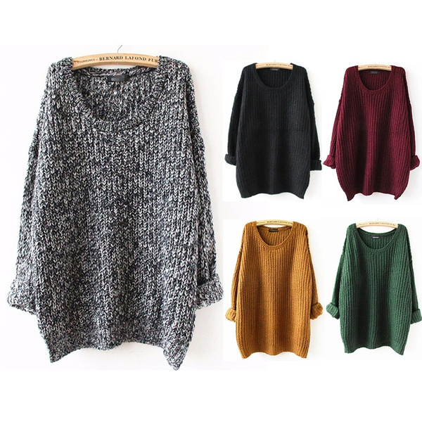 Oversized Sweater Autumn winter sweaters women pull femme knitwear long sleeve o neck long pullover tricot kerst trui knit