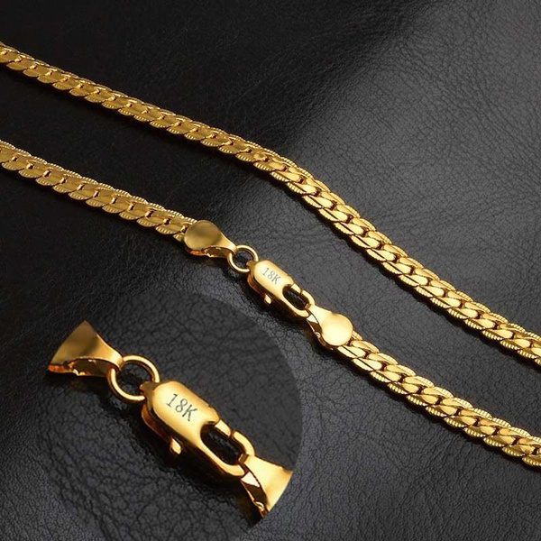 Women Men's Jewelry Solid 18K Yellow Gold Plated Snake Chain Necklace ...
